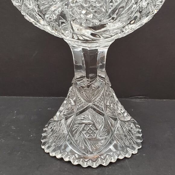 Vtg Imperial Nucut Pinwheel Compote Candy Dish MCM Elegant Cut Glass Decorative - Picture 12 of 16